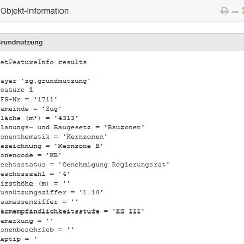 BGDI-Viewer: Objektinformationen