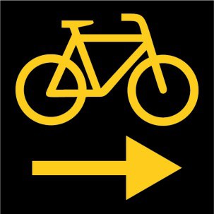 Signal gelbes Velo und Pfeil nach rechts